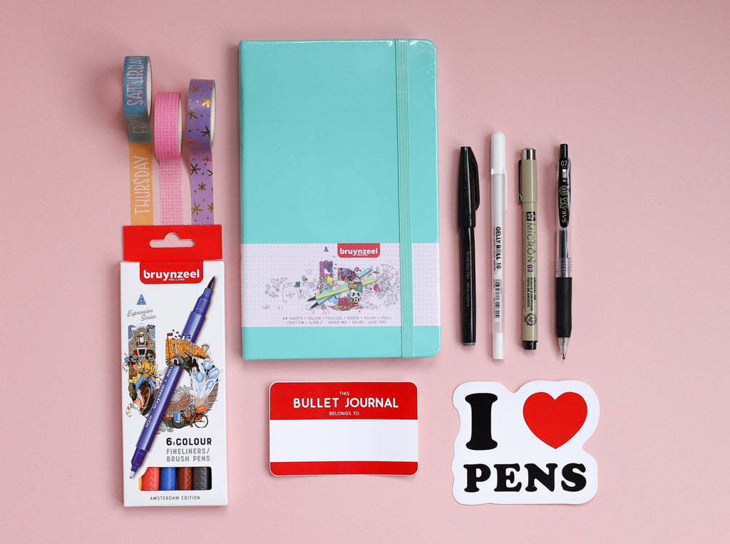 Bullet Dotted Journal Essential Kit for Beginners - A5 Spiral Bound Dotted  Notebook, Brush Pens, Fineliner, Colorful Pen, Washi Tape, Bullet Journal